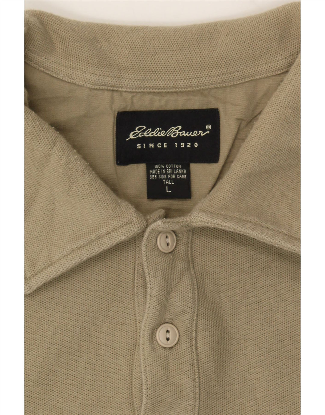 EDDIE BAUER Mens Polo Shirt Large Beige Striped Cotton Vintage Eddie Bauer and Second-Hand Eddie Bauer from Messina Hembry 