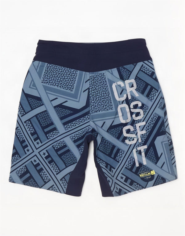 Reebok Mens Cross Fit Graphic Swimming Shorts Medium Blue Geometric
