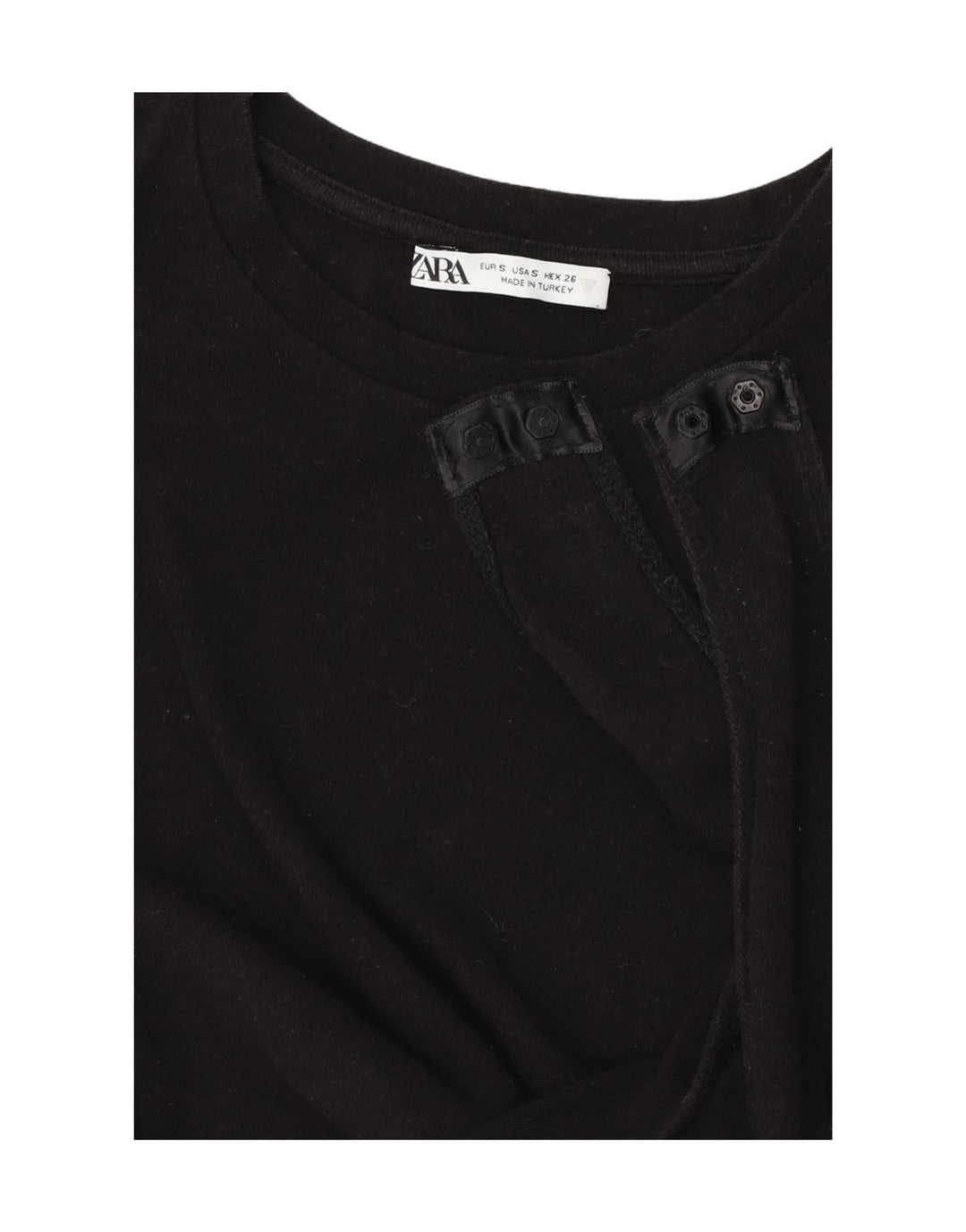 ZARA Womens Long Sleeve Bodysuit UK 8 Small Black Vintage Zara and Second-Hand Zara from Messina Hembry 