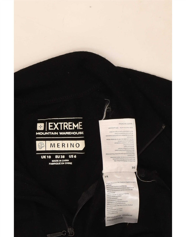 Mountain Warehouse Dame Zip Neck Jumper Sweater UK 10 Small Black Wool