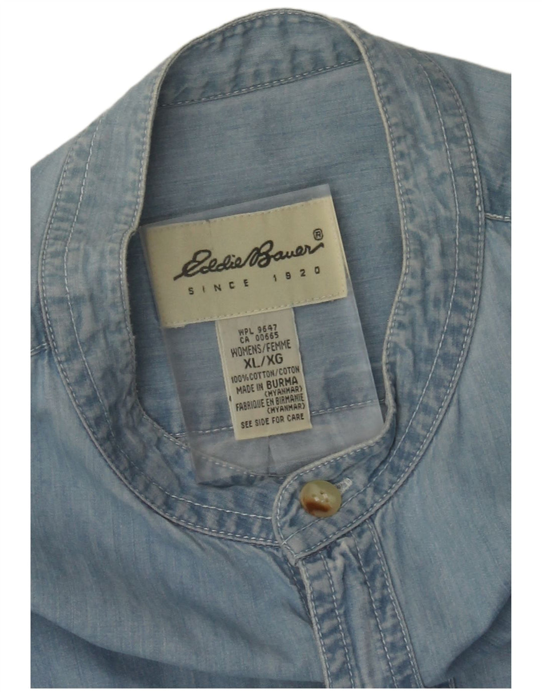 Eddie Bauer Dame Pullover Denim Kjole UK 16 XL Blå Bomuld