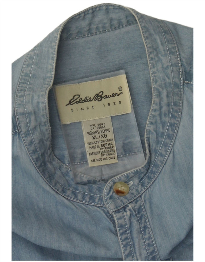 Eddie Bauer Dame Pullover Denim Kjole UK 16 XL Blå Bomuld