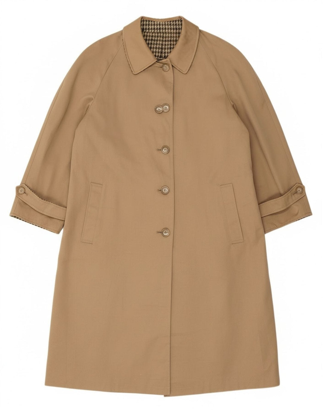 Vintage oversized vendbar overfrakke til kvinder IT 47 XL Beige Houndstooth