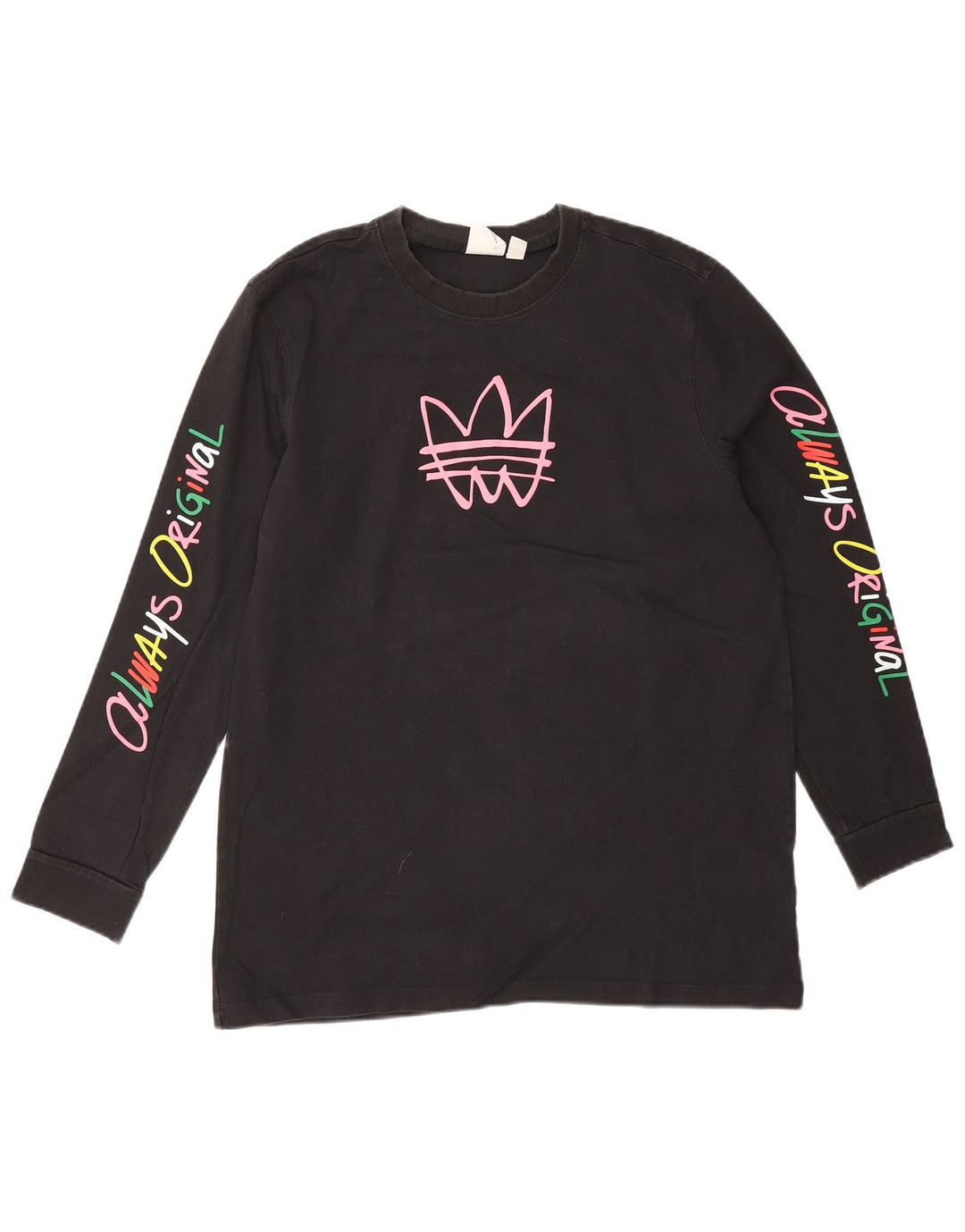 Adidas Dame Grafisk Top Langærmet UK 14 Medium Sort Bomuld