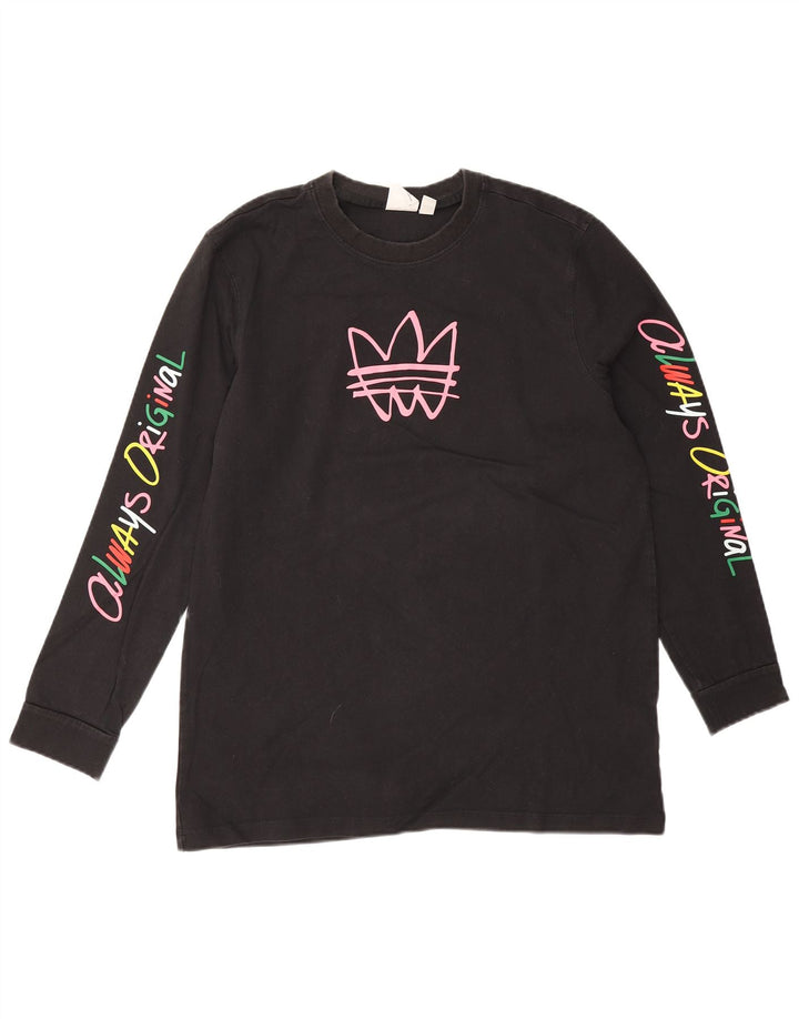 Adidas Dame Grafisk Top Langærmet UK 14 Medium Sort Bomuld