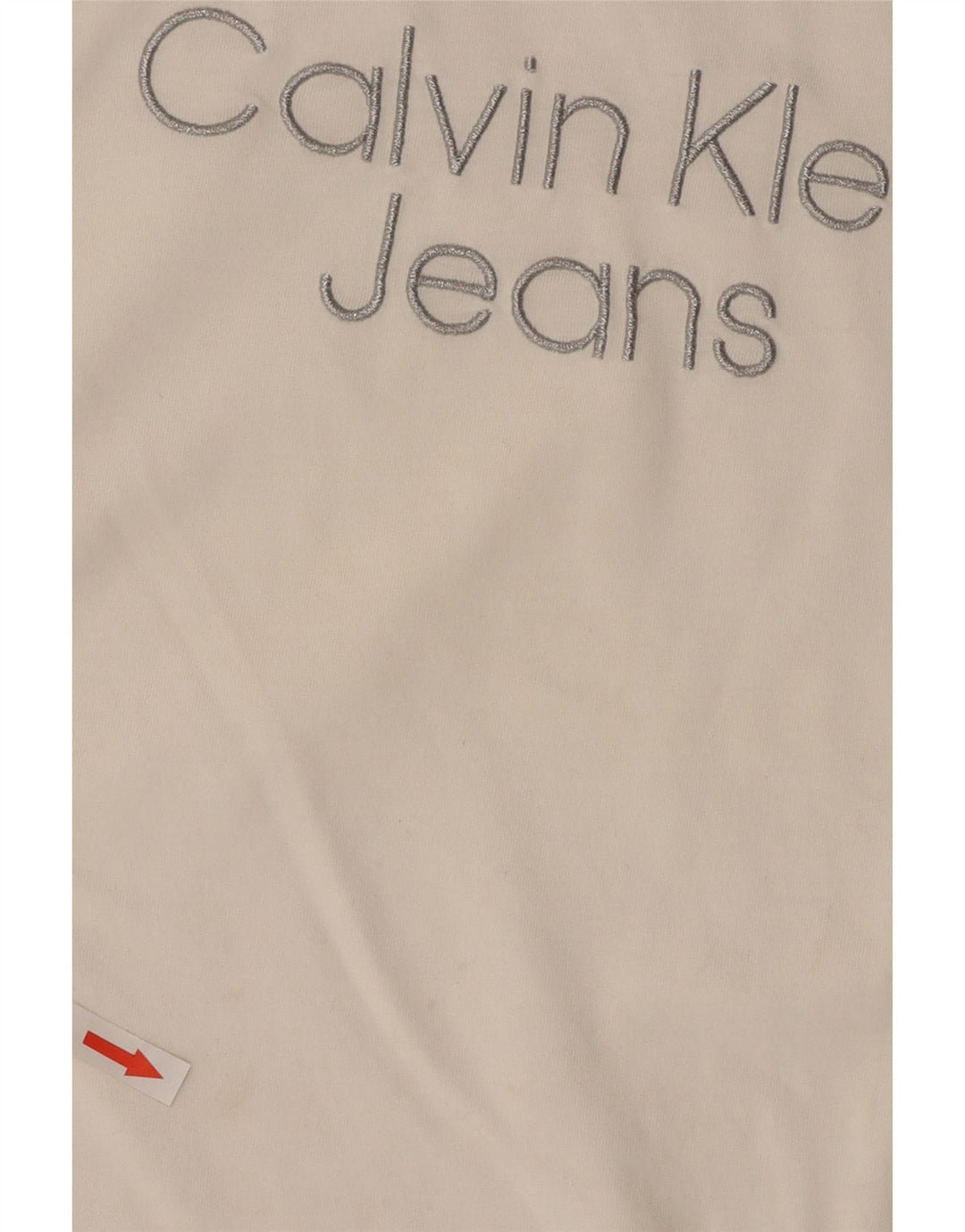 Calvin Klein Jeans Dame Crop Grafisk T-Shirt Top UK 14 Medium White