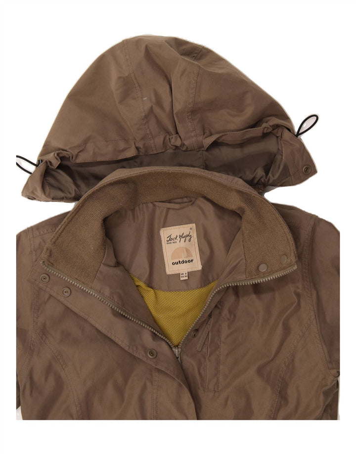 JACK MURPHY Womens Hooded Windbreaker Jacket UK 12 Medium Brown Polyester Vintage Jack Murphy and Second-Hand Jack Murphy from Messina Hembry 