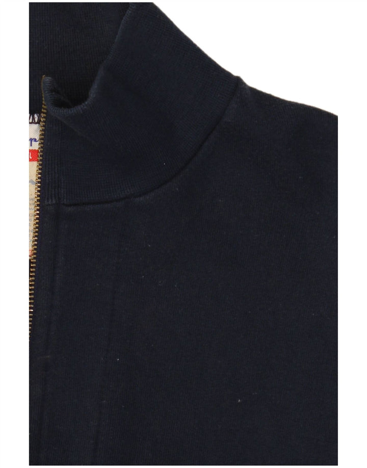 CHAMPION Dame Oversized Zip Neck Sweatshirt Jumper UK 10 Small Navy Blue