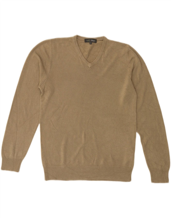 Marks & Spencer Herre V-hals sweater Medium Beige Akryl