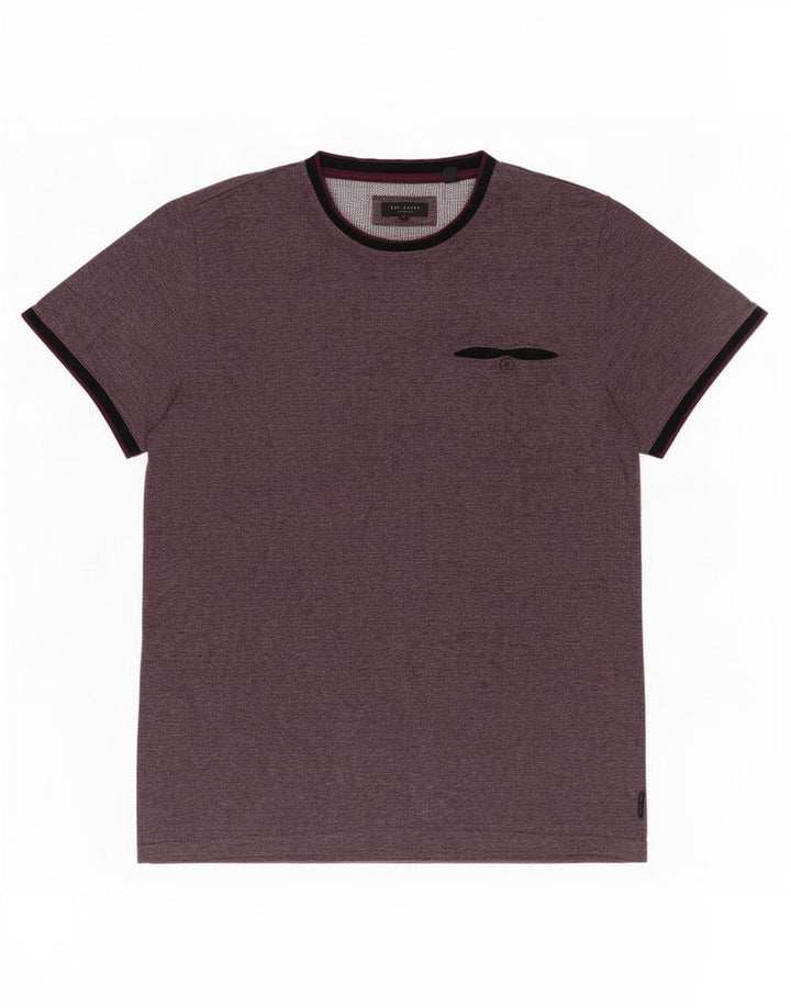 Ted Baker Herre T-Shirt Top Størrelse 4 Stor Lilla Bomuld