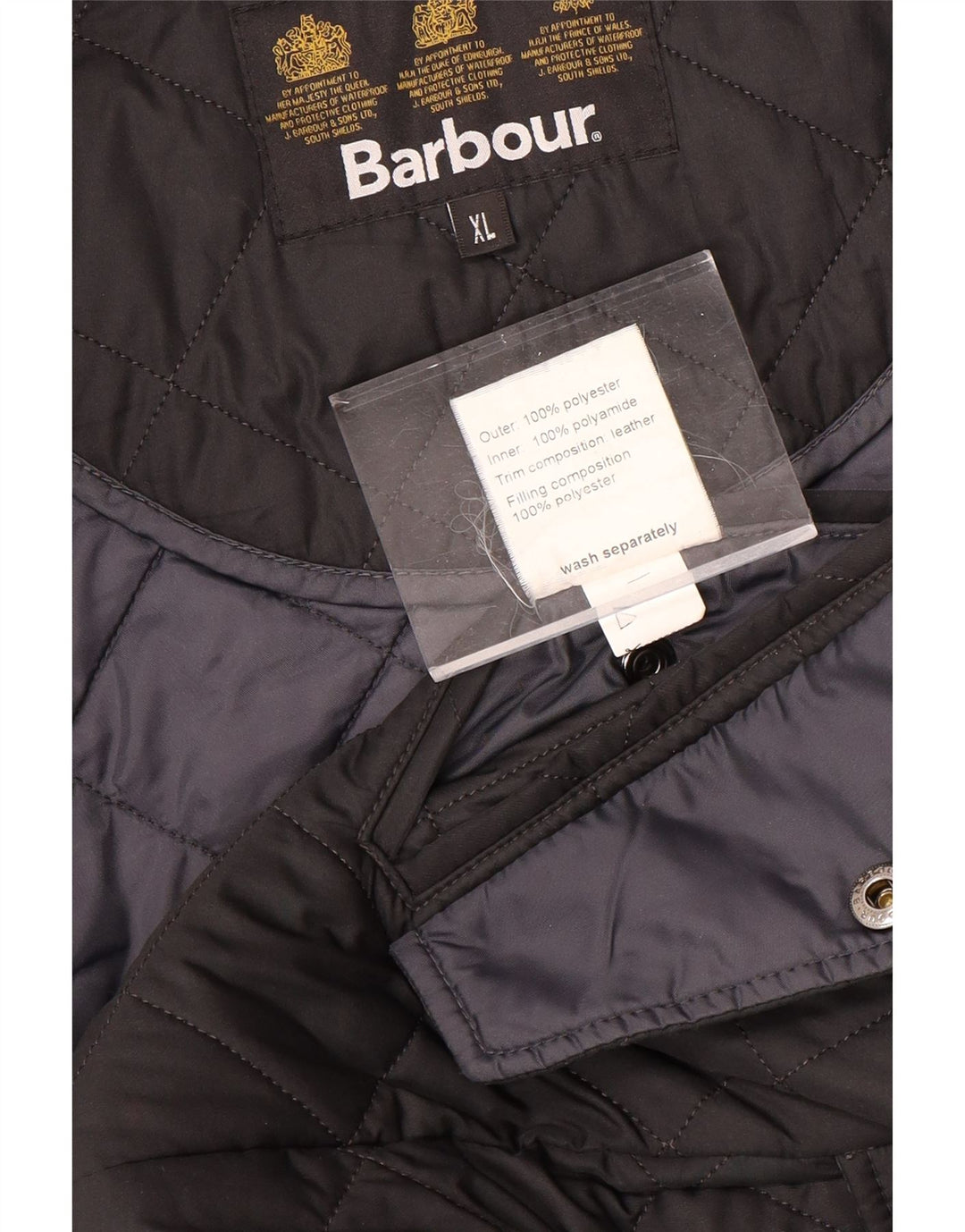 BARBOUR Herre quiltet jakke UK 42 XL Sort Polyester