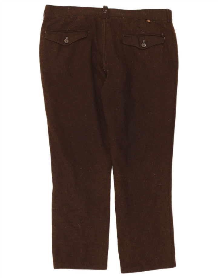 FARAH Herre Straight Suit Bukser W34 L26 Brun Uld