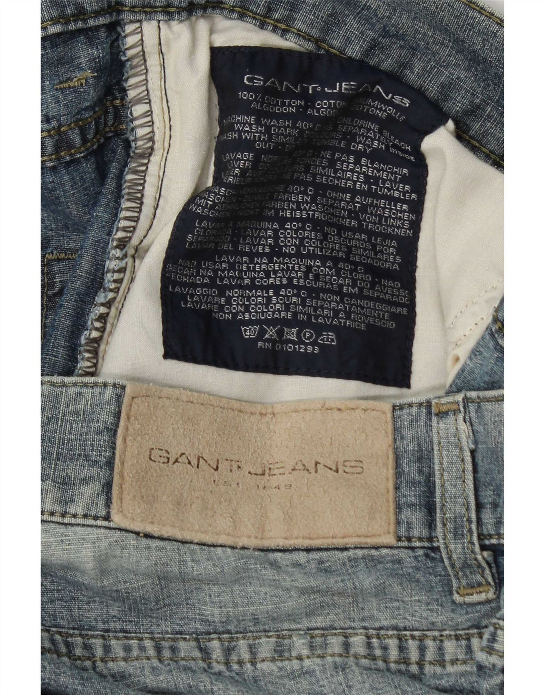 Gant Herre Straight Jeans W34 L31 Blå Bomuld