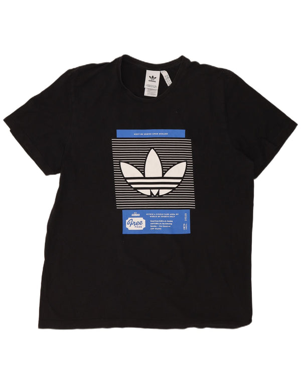ADIDAS Grafisk T-shirt top til mænd 2XL sort bomuld