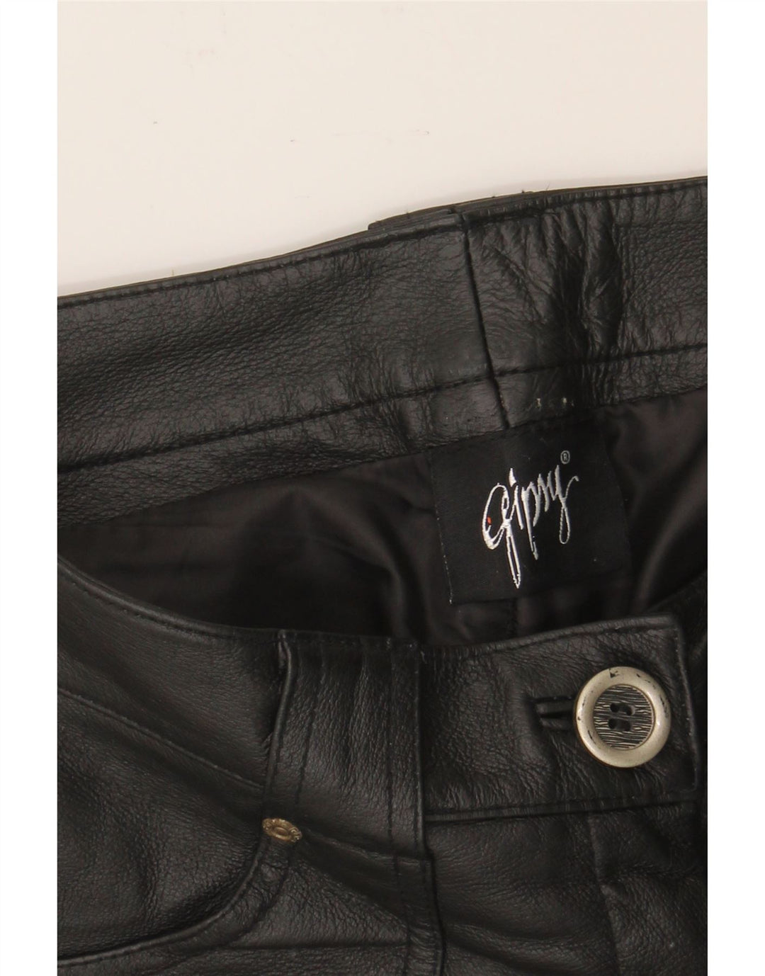 GIPSY Womens Straight Leather Trousers W30 L33 Black Vintage Gipsy and Second-Hand Gipsy from Messina Hembry 