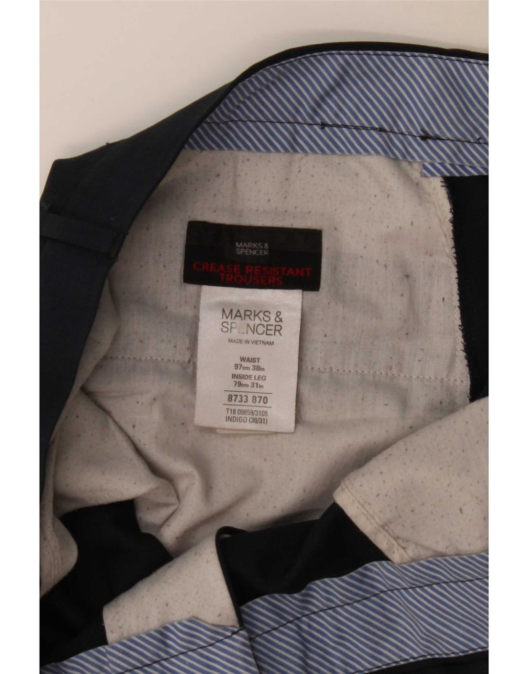 Marks & Spencer Straight Suit Bukser til mænd W38 L31 Marineblå polyester