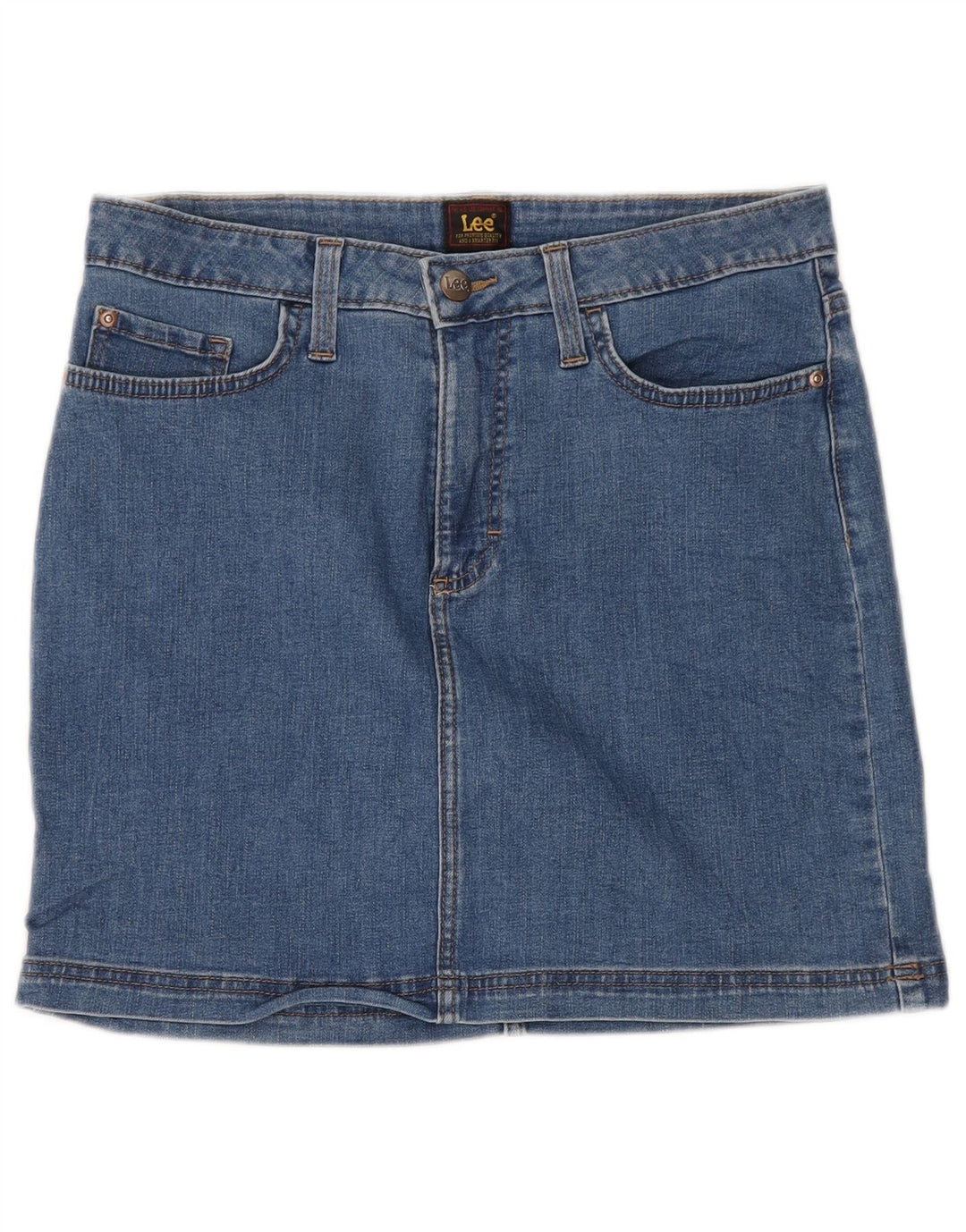 LEE Dame Denim Nederdel US 10 Large W32 Blue Cotton