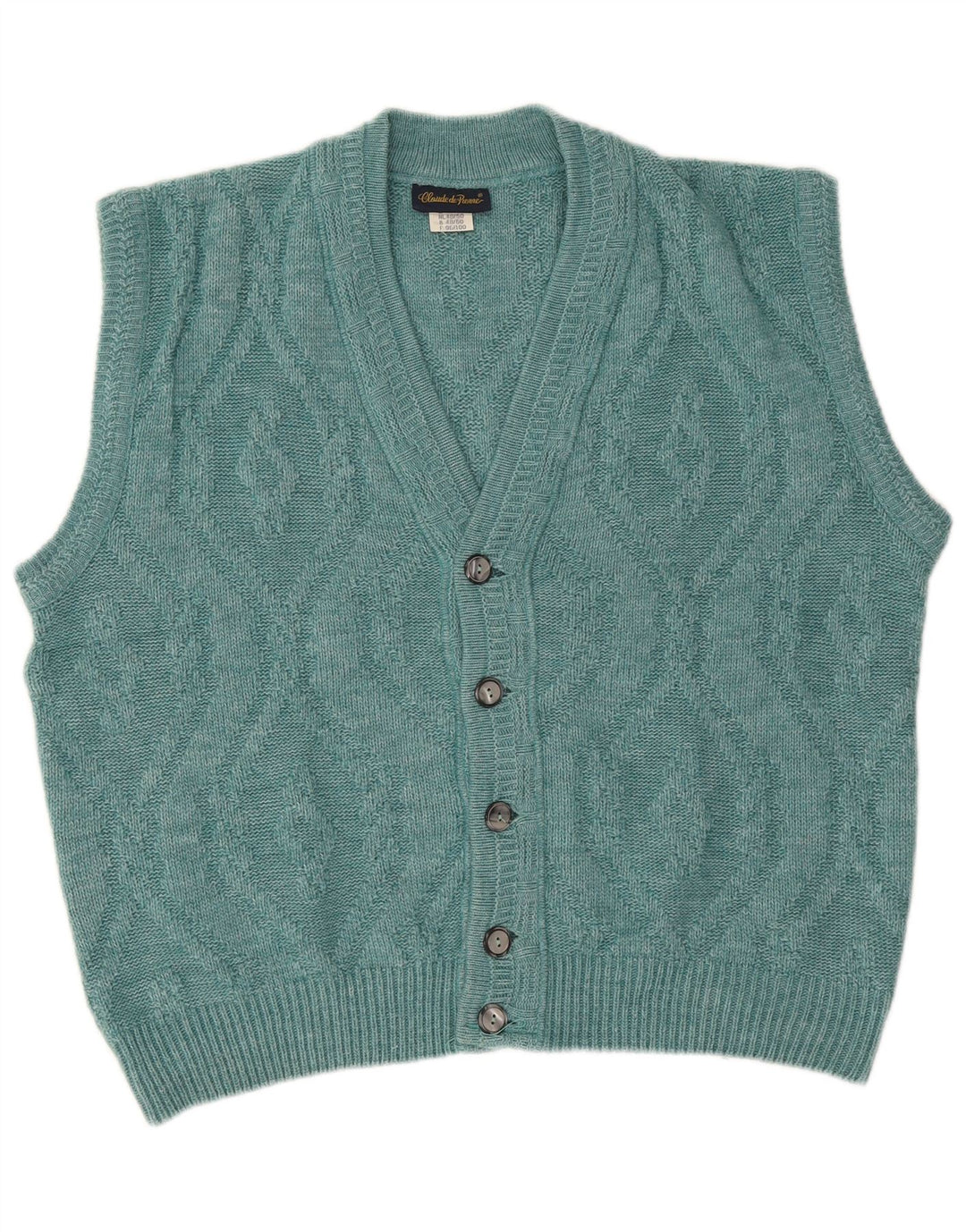 Claude De Pierre Herre ærmeløs cardigan sweater IT 48/50 Medium Blue