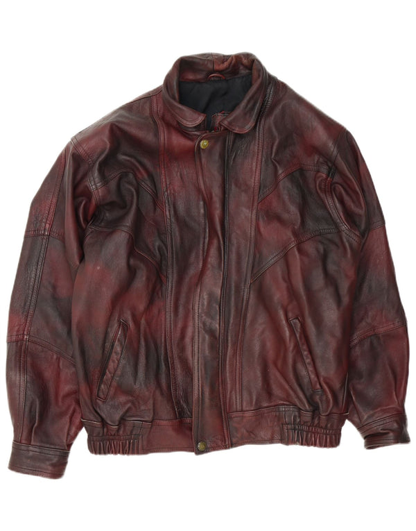 Vintage herre læderjakke UK 42 XL Burgundy Tie Dye