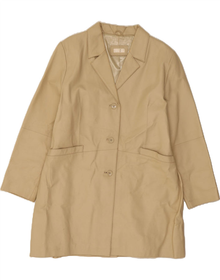 VINTAGE Womens Leather Coat UK 22 3XL Beige Leather Vintage Vintage and Second-Hand Vintage from Messina Hembry 