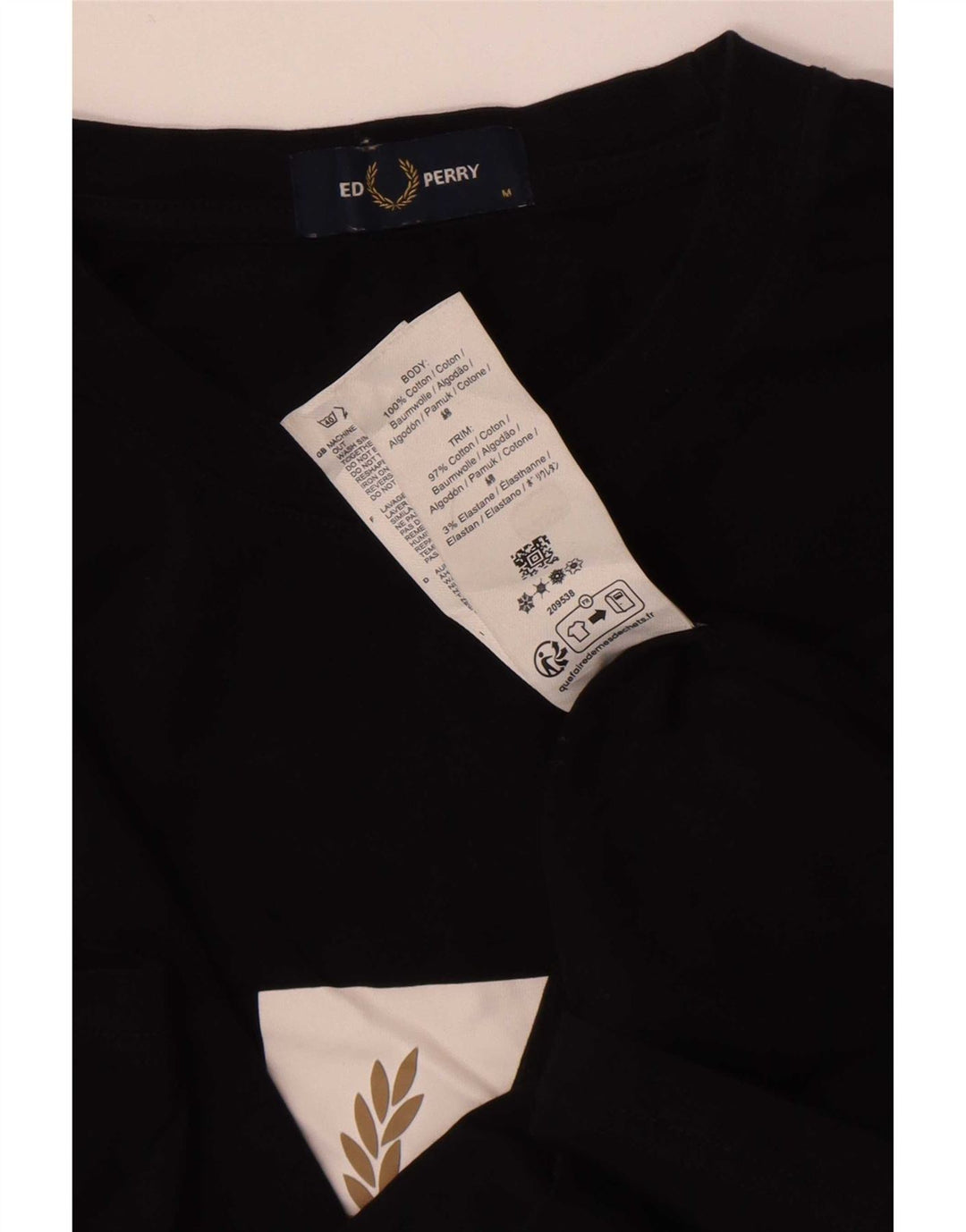 Fred Perry Herre grafisk T-shirt Top Medium Sort Bomuld