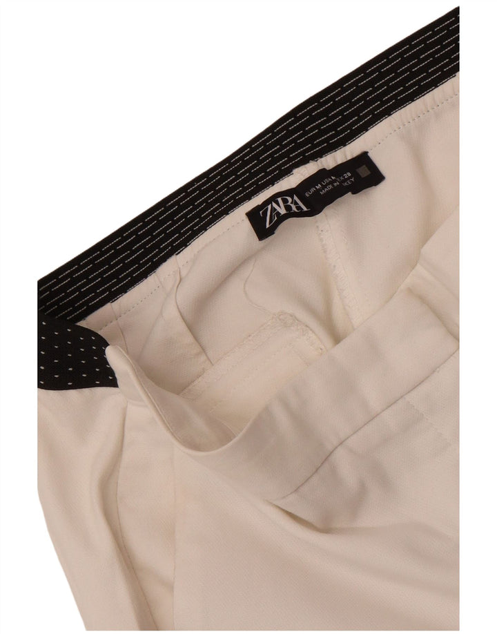 Zara Dame Slim Chino Bukser Medium W28 L27 Hvid Colourblock