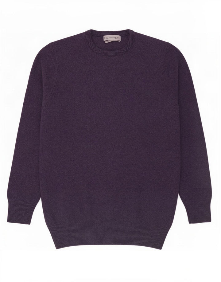 Marks & Spencer Herre sweater med rund hals, medium lilla lammeuld