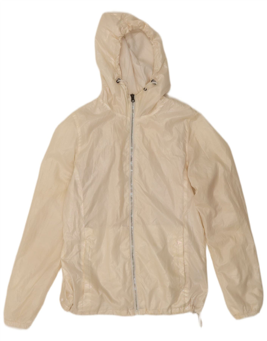 New Balance Regnjakke med hætte til kvinder UK 10 Small Off White Polyester
