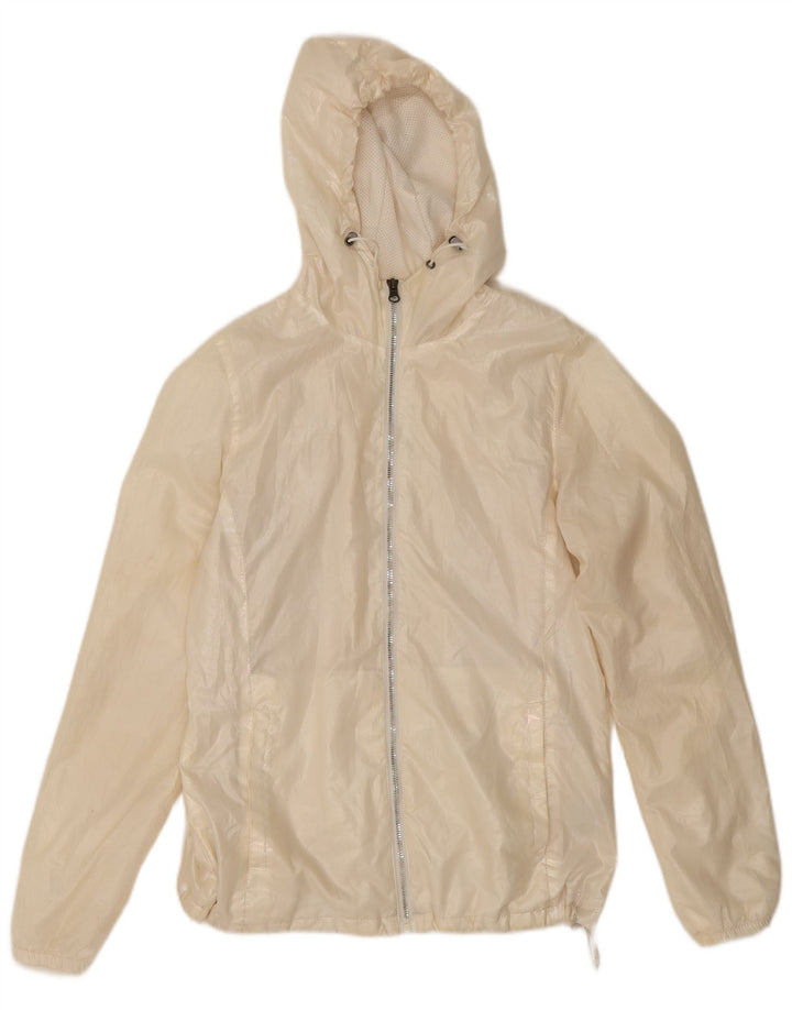 New Balance Regnjakke med hætte til kvinder UK 10 Small Off White Polyester