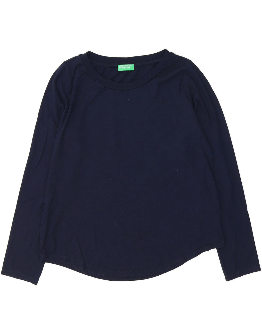 BENETTON Womens Oversized Top Long Sleeve UK 10 Small Navy Blue Cotton Vintage Benetton and Second-Hand Benetton from Messina Hembry 