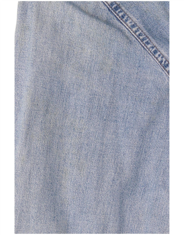 BENETTON Dame Denim Shirt UK 14 Medium Blue Bomuld