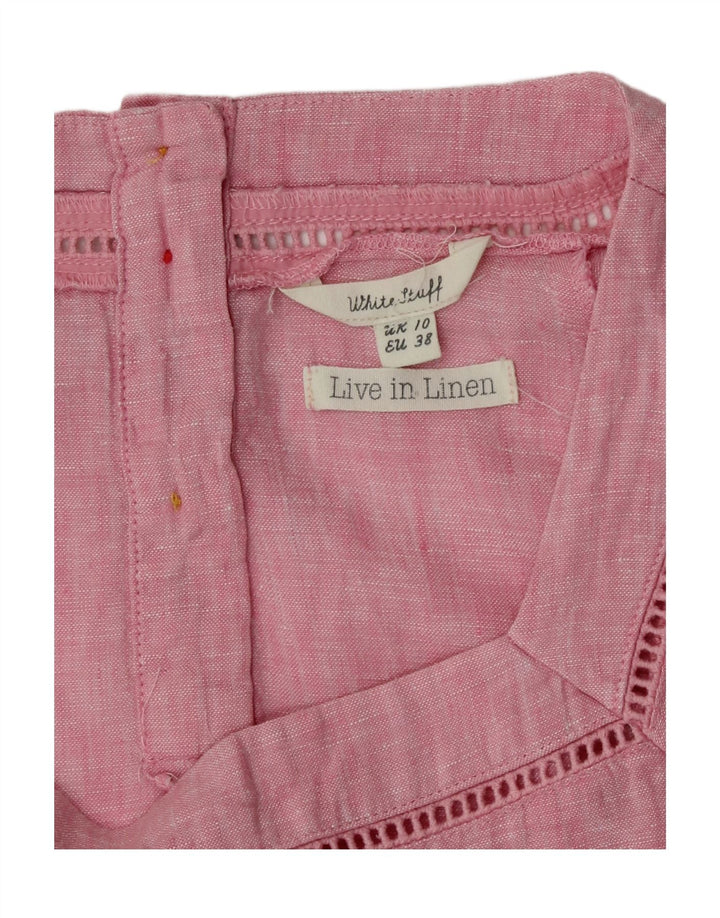White Stuff Damebluse Top UK 10 Small Pink Flecked Linen