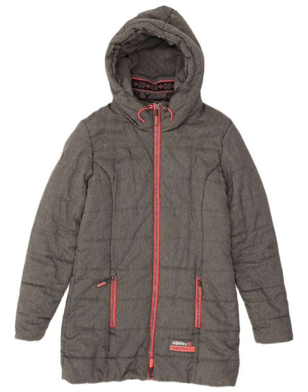 SUPERDRY Polstret frakke til kvinder UK 14 Medium Grey Polyester