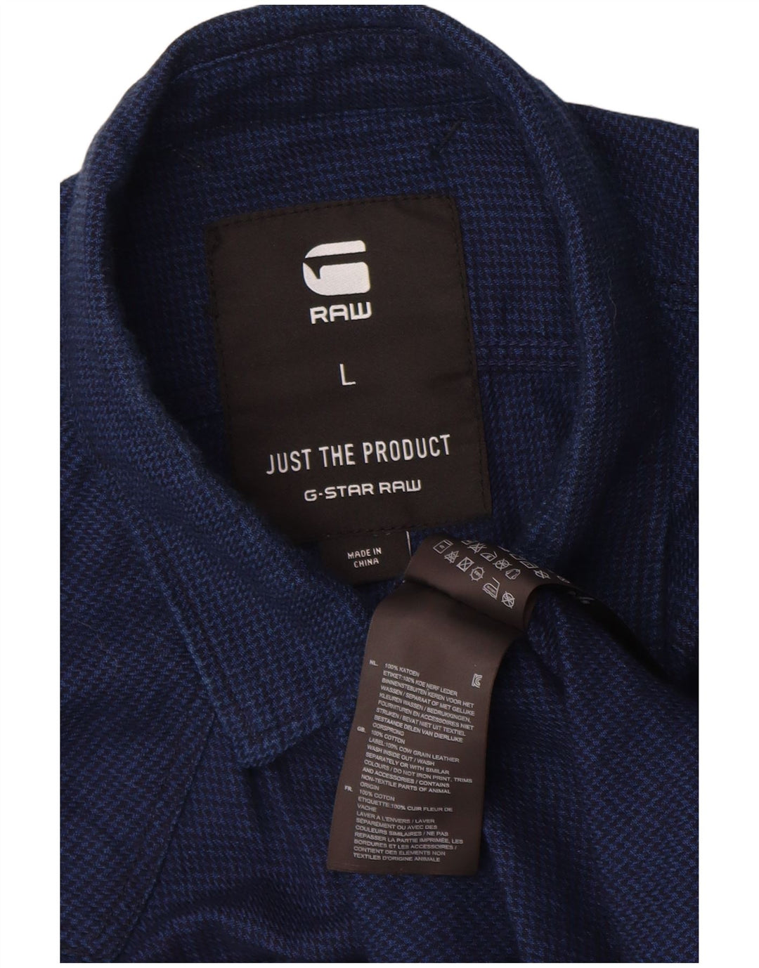 G-Star Herre flannelskjorte Stor marineblå Houndstooth bomuld