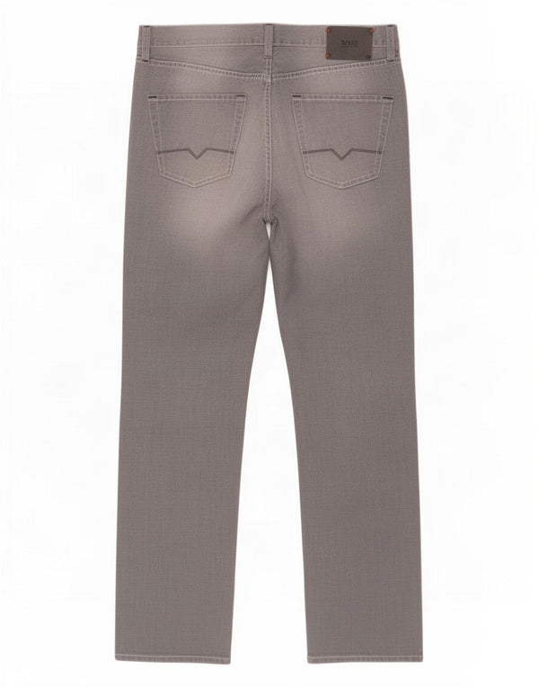 Hugo Boss Straight Jeans til mænd W35 L32 Grå bomuld