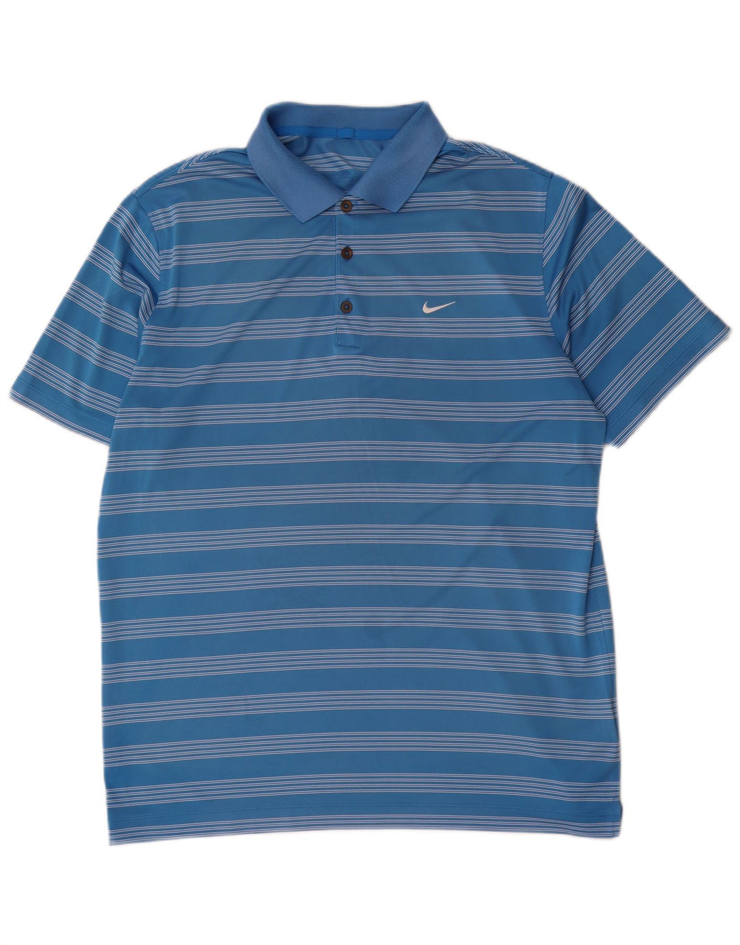 Nike herre poloshirt XL blå stribet polyester
