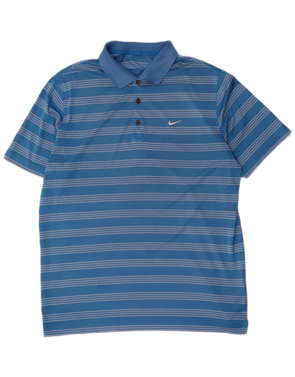 Nike herre poloshirt XL blå stribet polyester