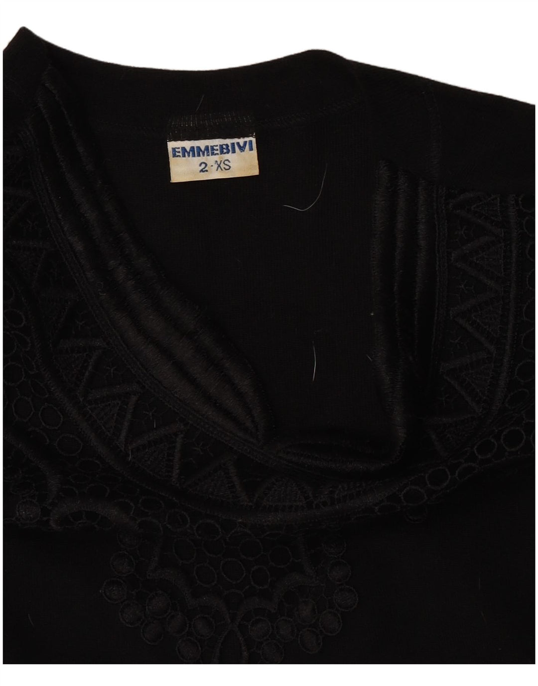 Vintage langærmet bodysuit til kvinder UK 2 2XS Black Virgin Wool