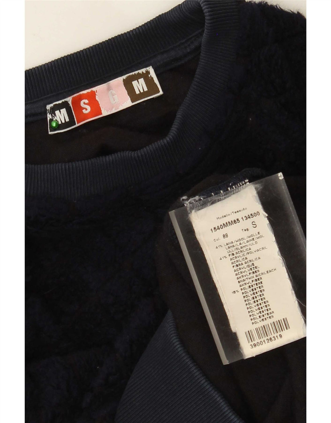 MSGM Herre Sweatshirt Jumper Small Navy Blue Argyle/Diamond Wool