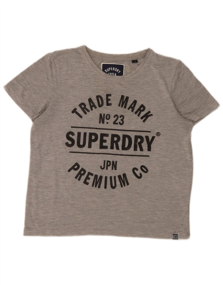 SUPERDRY Womens Heritage Graphic T-Shirt Top UK 10 Small Grey Polyester