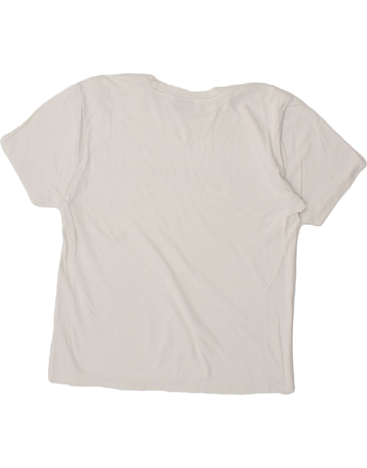 CHAMPION Womens Graphic T-Shirt Top UK 14 Medium White Cotton Vintage Champion and Second-Hand Champion from Messina Hembry 