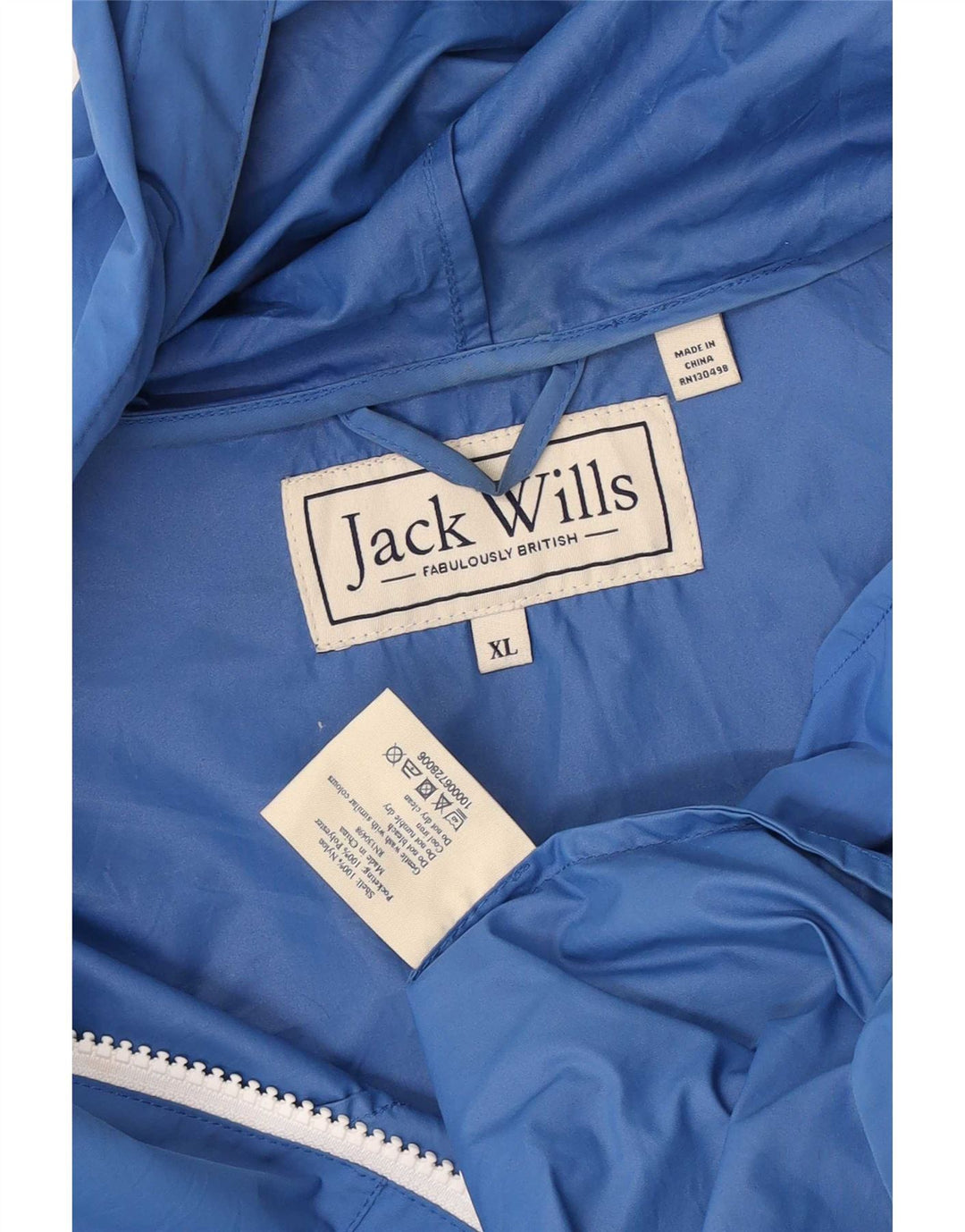 Jack Wills Regnjakke med hætte til mænd UK 42 XL Blå Nylon