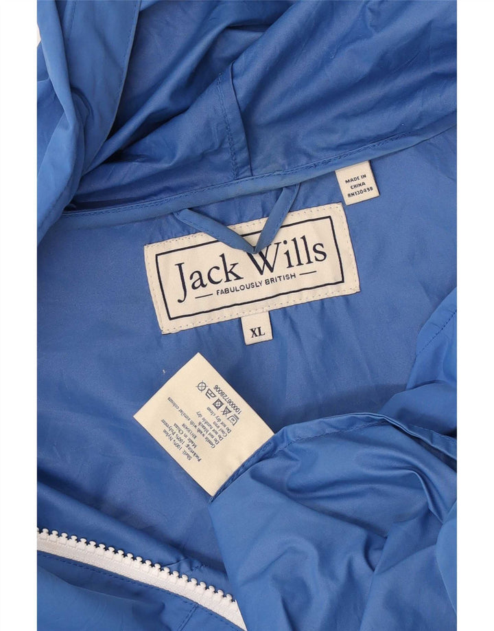 Jack Wills Regnjakke med hætte til mænd UK 42 XL Blå Nylon