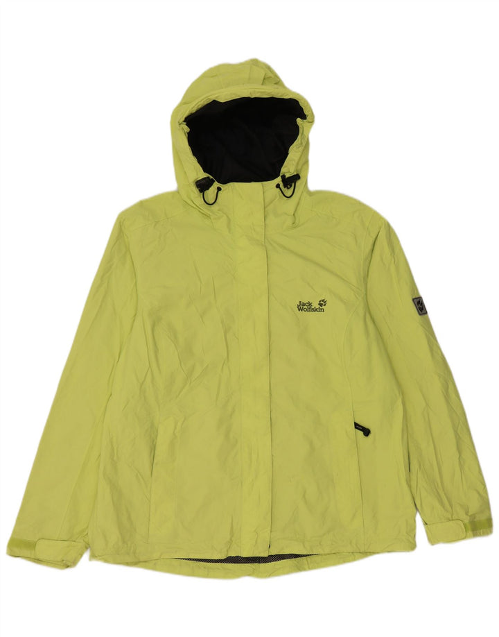 JACK WOLFSKIN Regnjakke med hætte til kvinder UK 18 XL Grøn polyamid