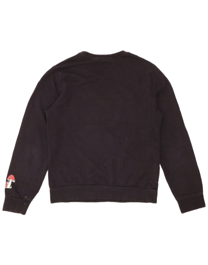 LEVI'S Grafisk Sweatshirt Jumper til kvinder UK 10 Lille sort blomstret bomuld