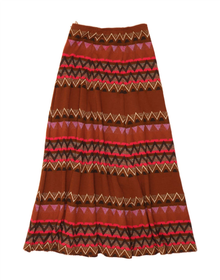 VINTAGE Dame Maxi Flared Skirt IT 42 Medium W30 Flerfarvet Geometrisk