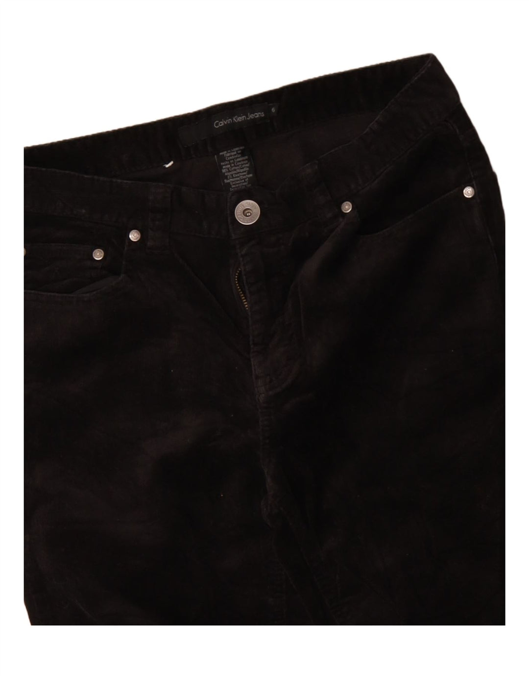 CALVIN KLEIN Dame Bootcut Corduroy Bukser US 6 Medium W30 L27 Sort