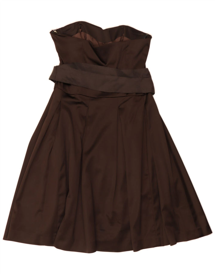 COAST Womens Strapless Dress UK 14 Medium Brown Acetate Vintage Coast and Second-Hand Coast from Messina Hembry 