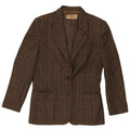 Vintage dame 2-knaps blazerjakke IT 42 Medium Green Houndstooth Uld