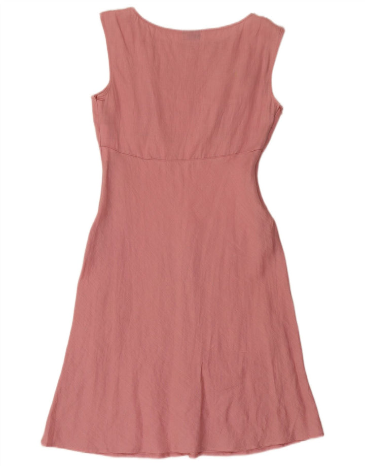 Marella Dame A-Line Kjole UK 12 Medium Pink Linen